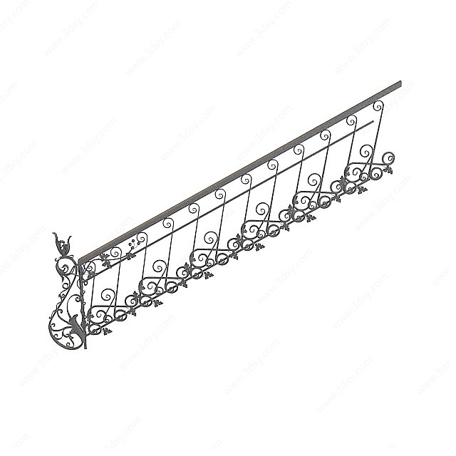 欧式铁艺栏杆3D模型