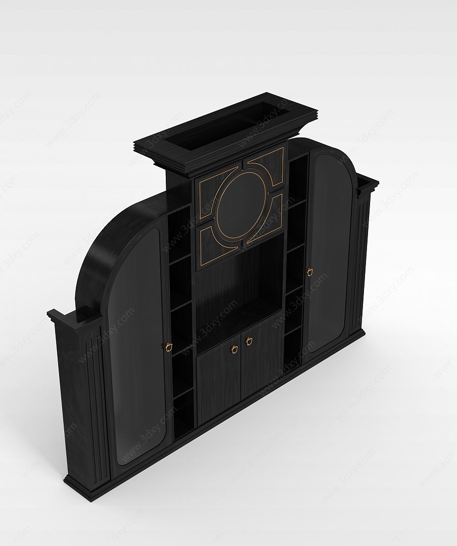中式电视立体柜3D模型