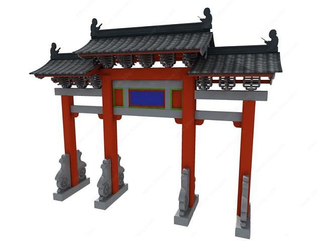 仿古牌楼3D模型