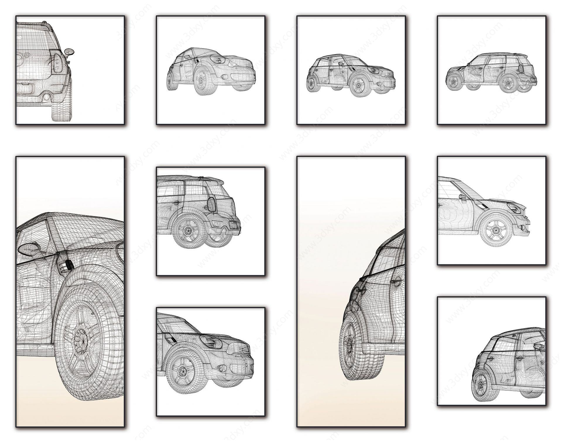 线条汽车挂画装饰画3D模型
