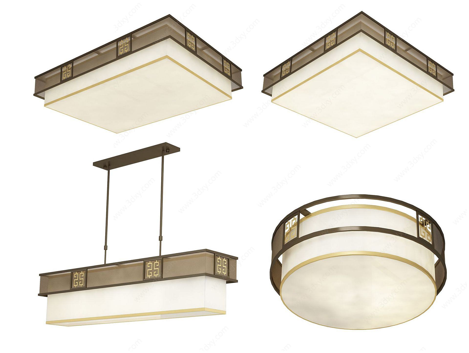 新中式吸顶灯3D模型