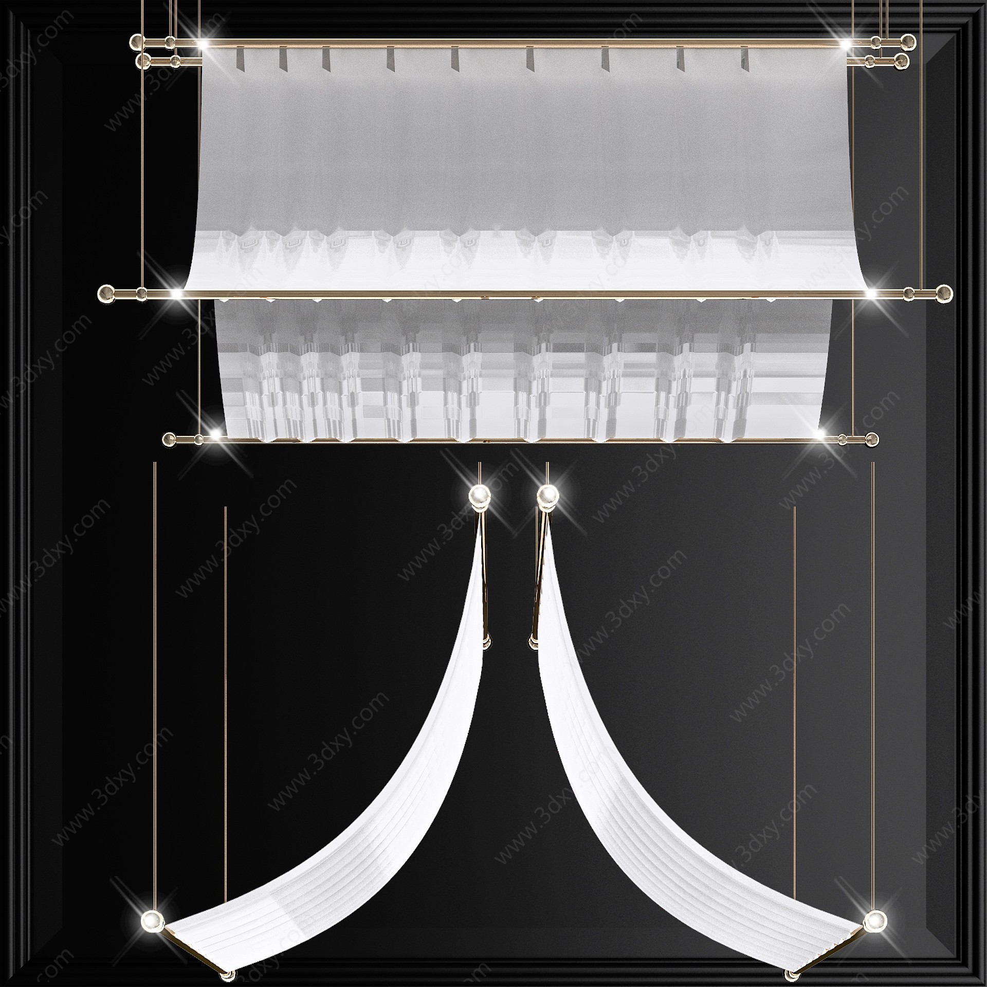 新中式大型水晶吊灯3D模型