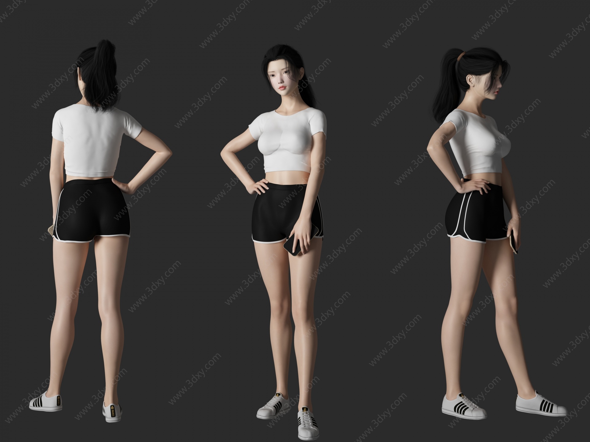 美女人物玩手机3D模型