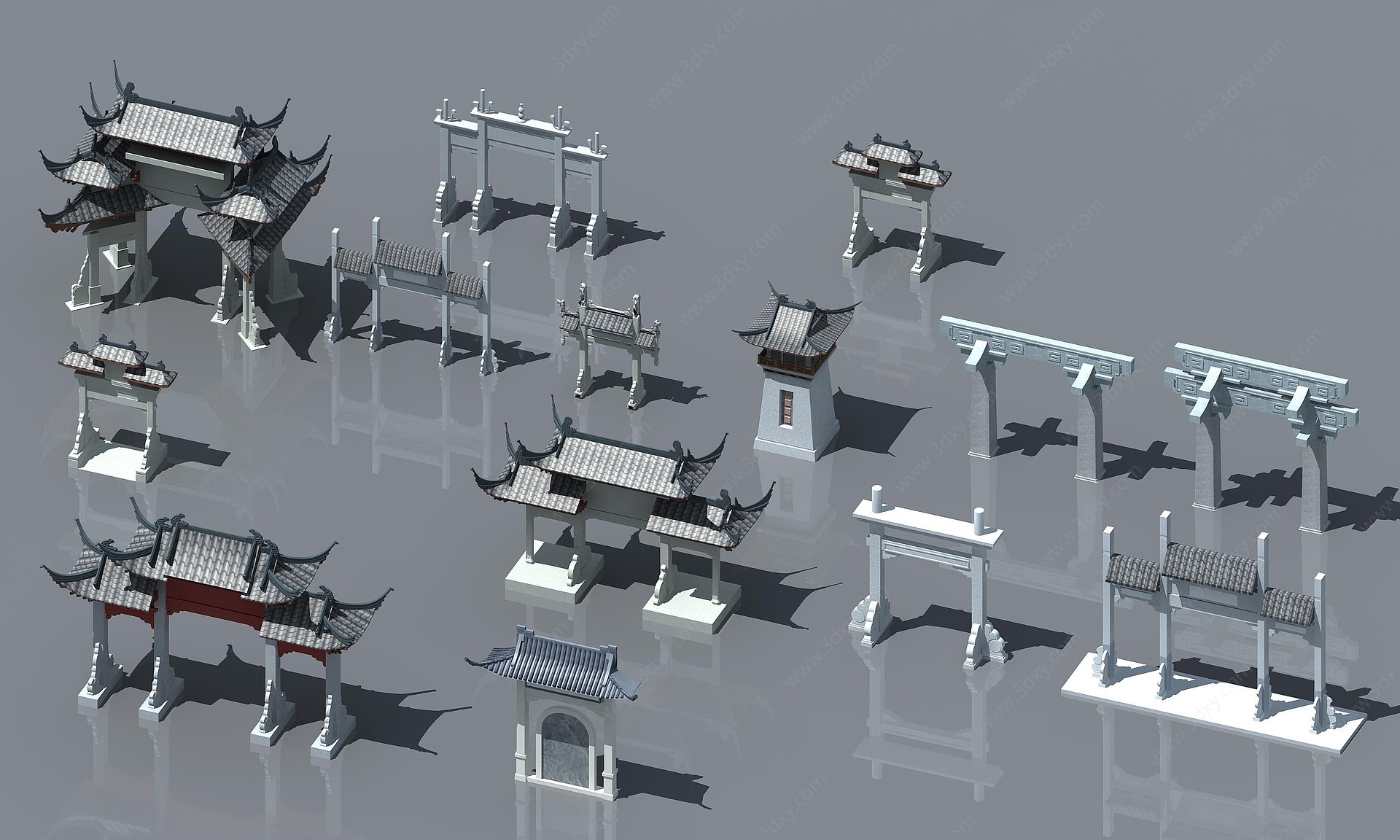 中式大门牌楼古建3D模型