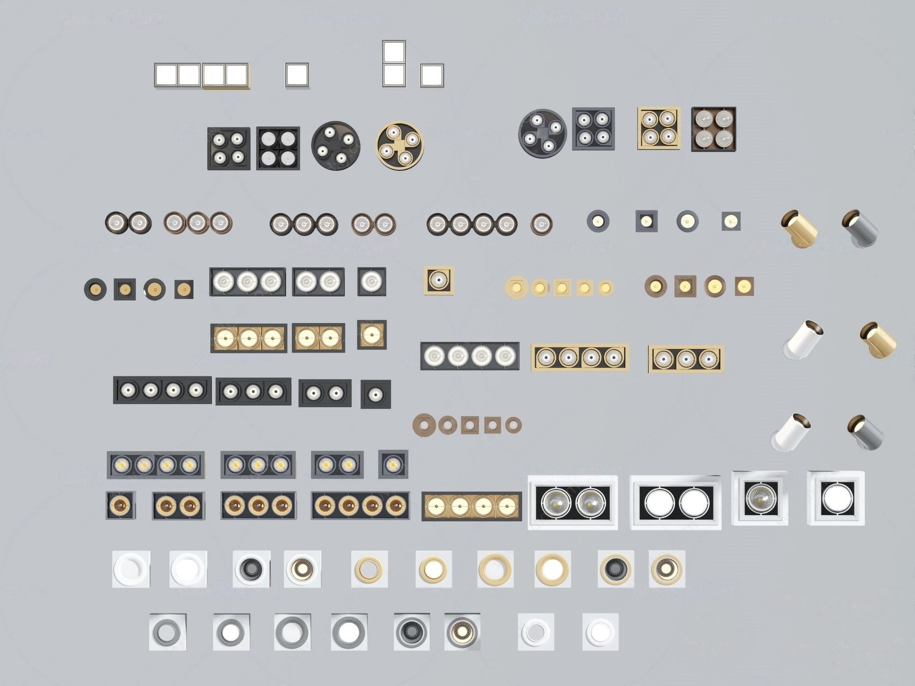 现代金属筒灯射灯3D模型