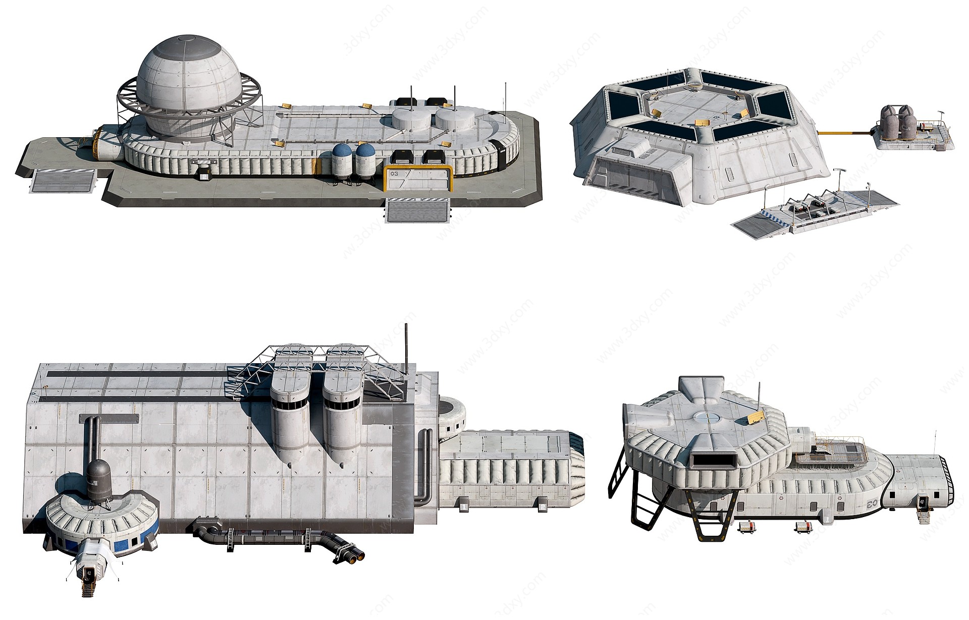 后现代太空基地3D模型