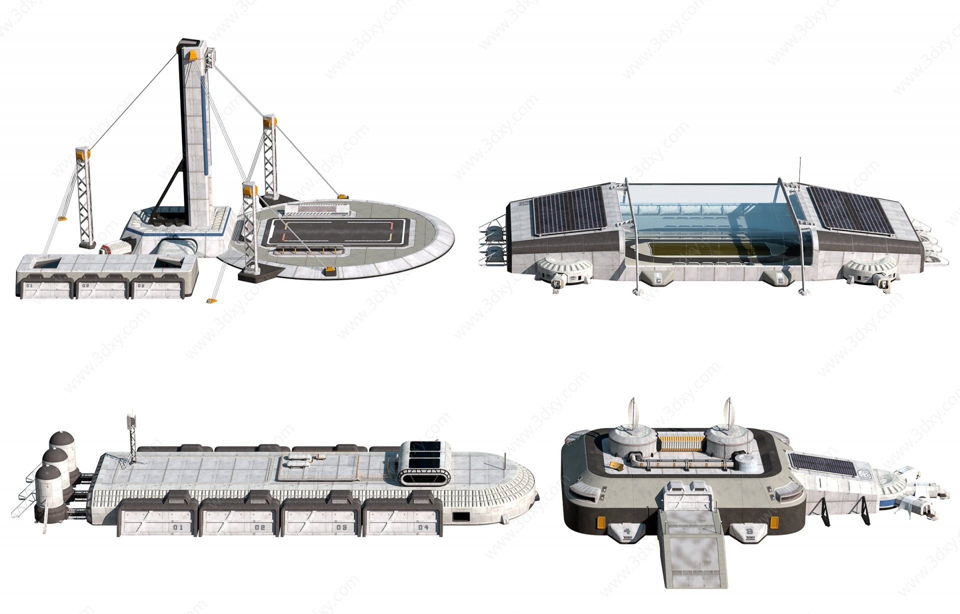 后现代太空基地3D模型