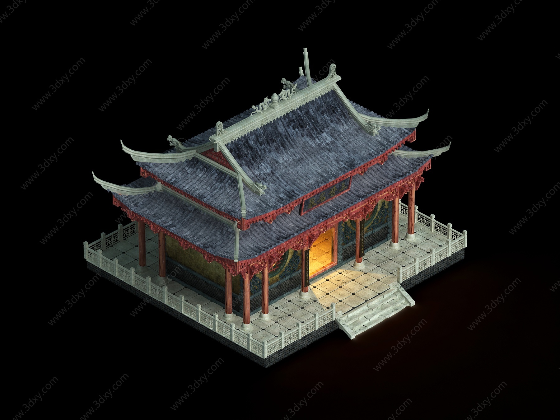 中式寺庙宗祠古建3D模型