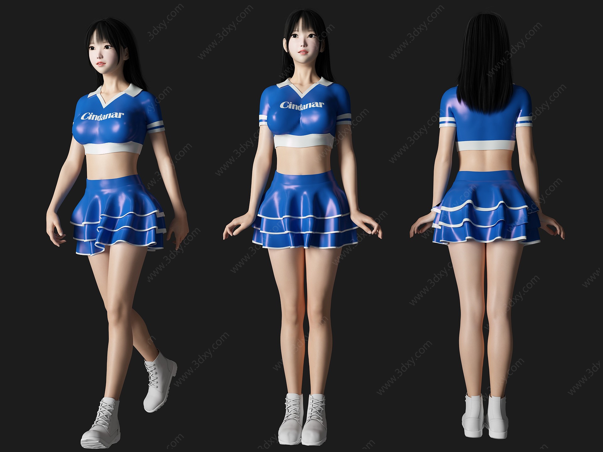 现代拉拉队美女人物3D模型