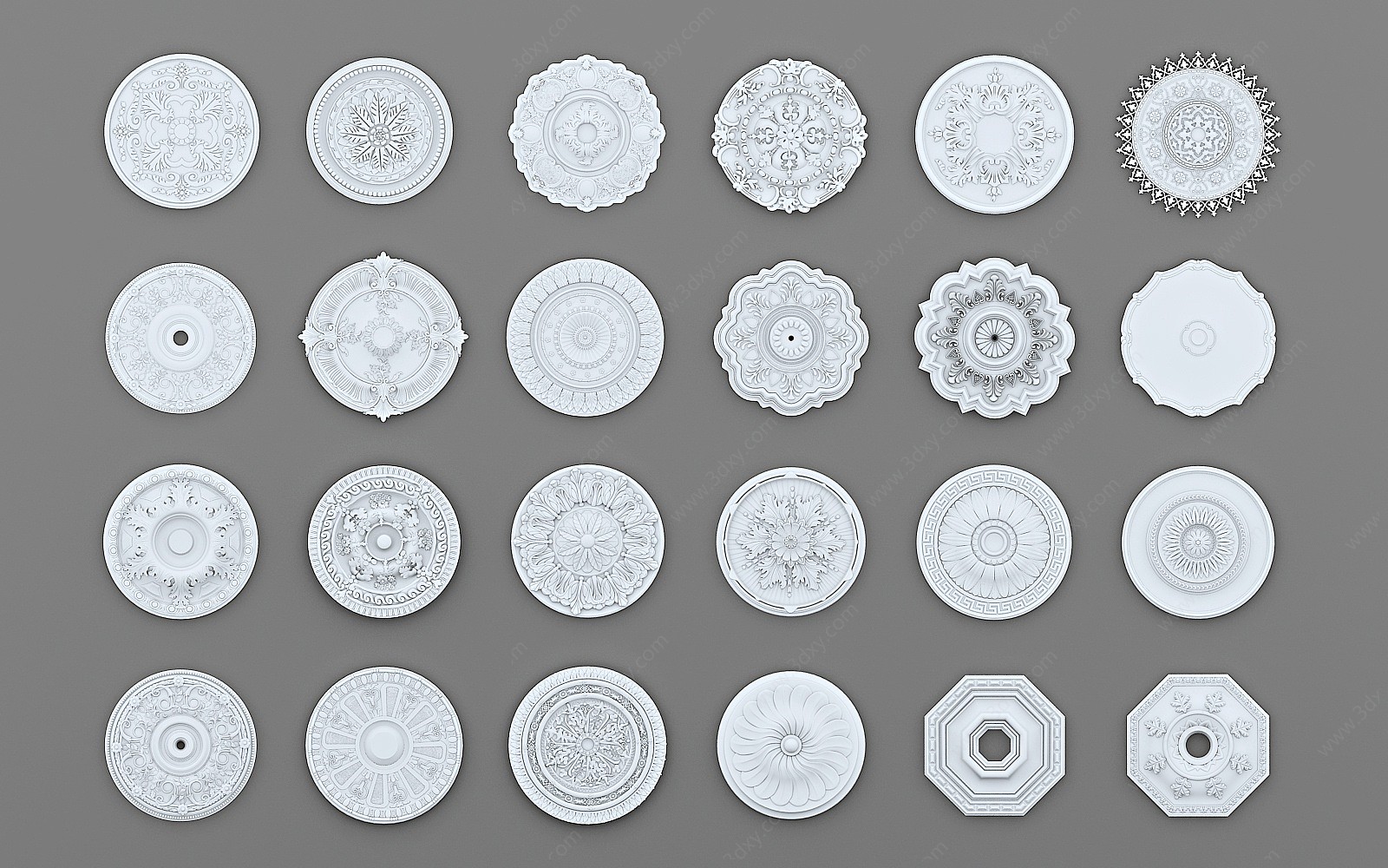 欧式古典石膏雕花3D模型