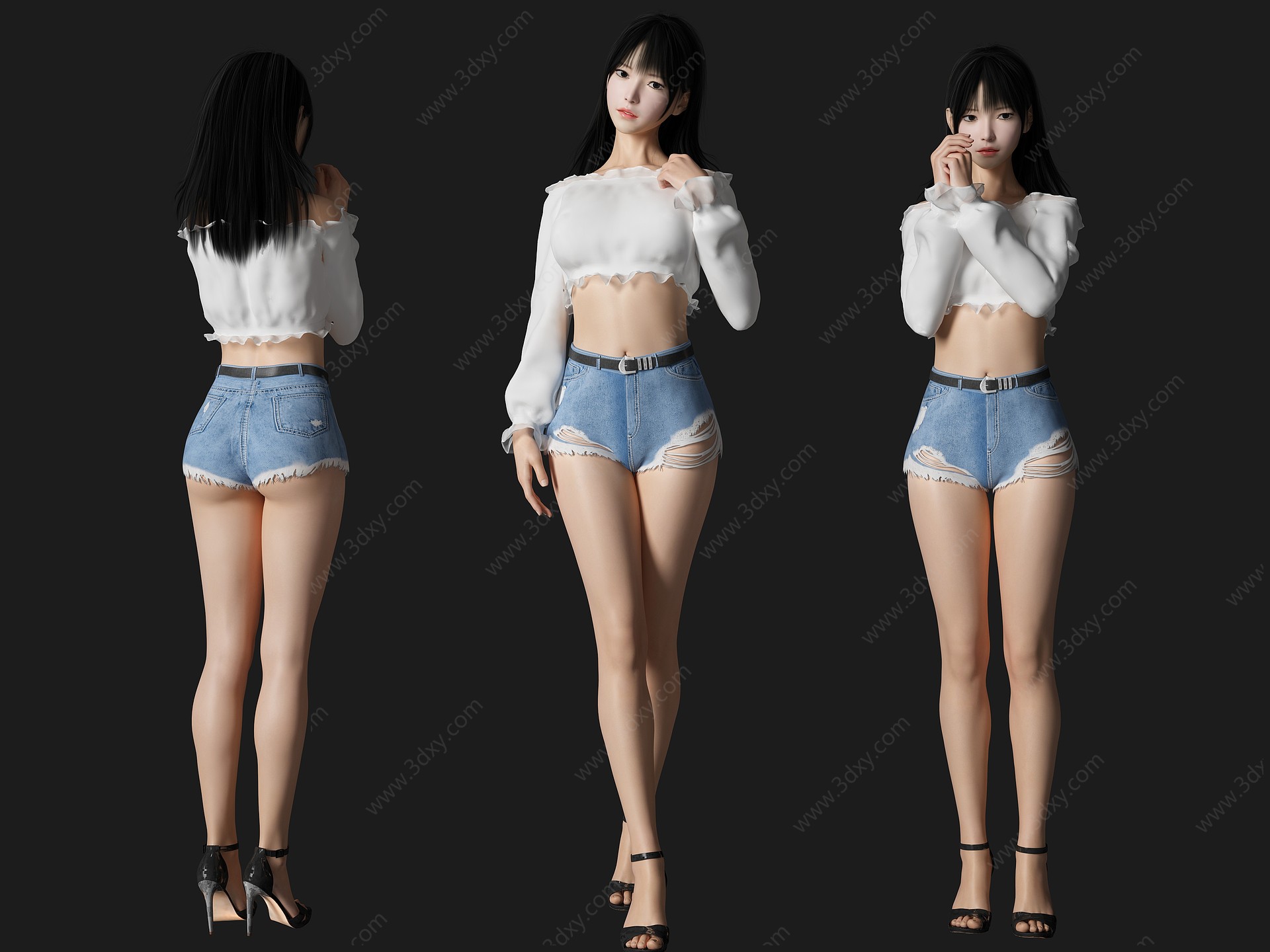 现代气质美女人物3D模型