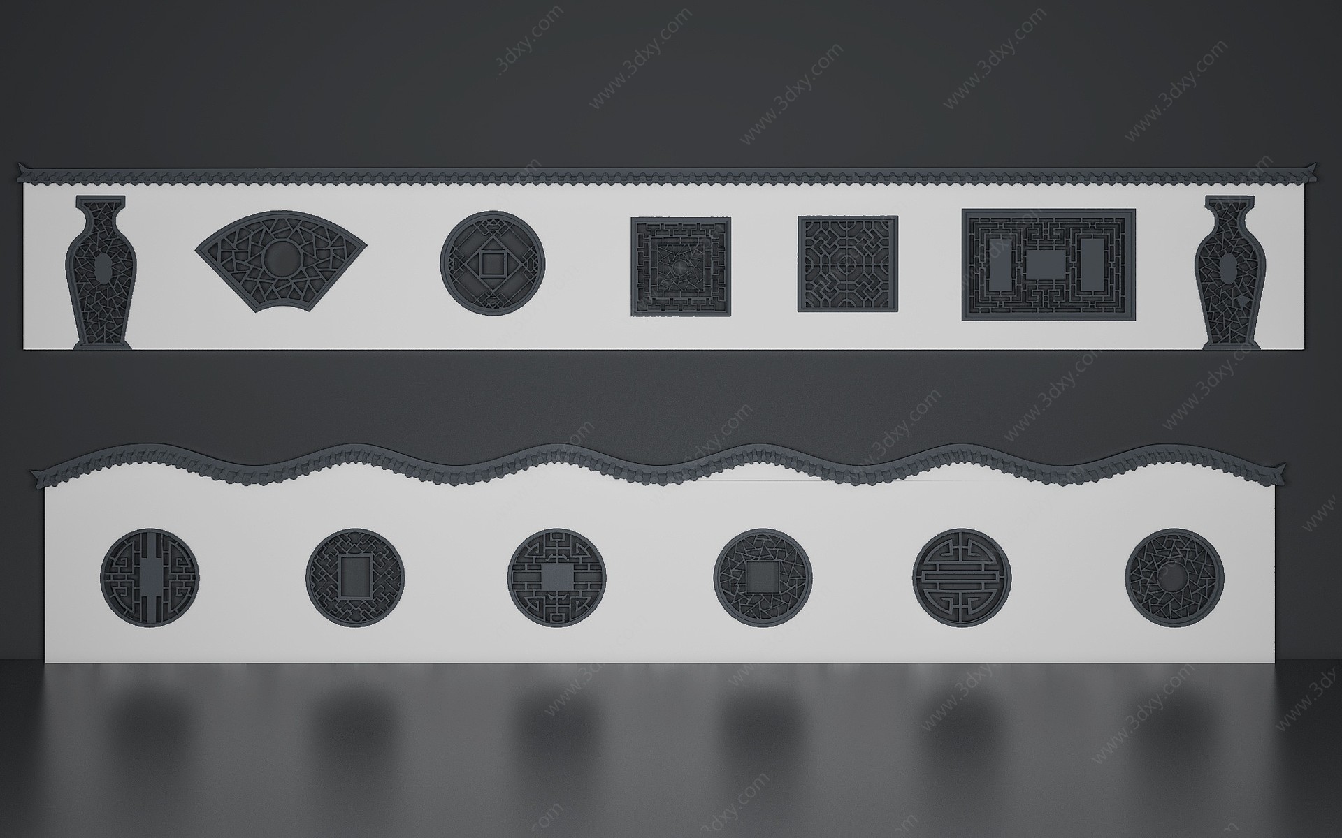 新中式古建院墙3D模型