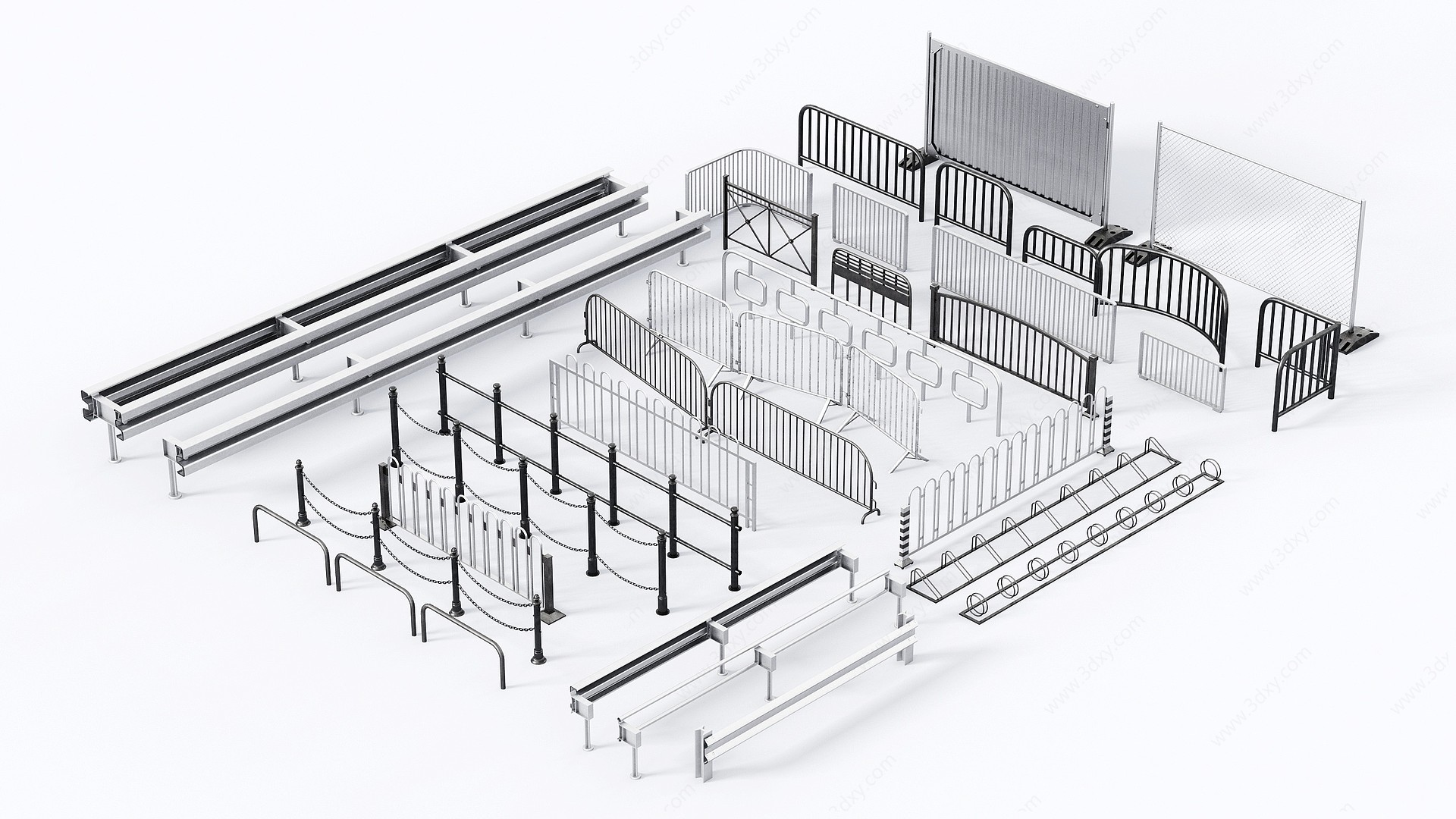 现代行车护栏铁栏杆铁围栏3D模型