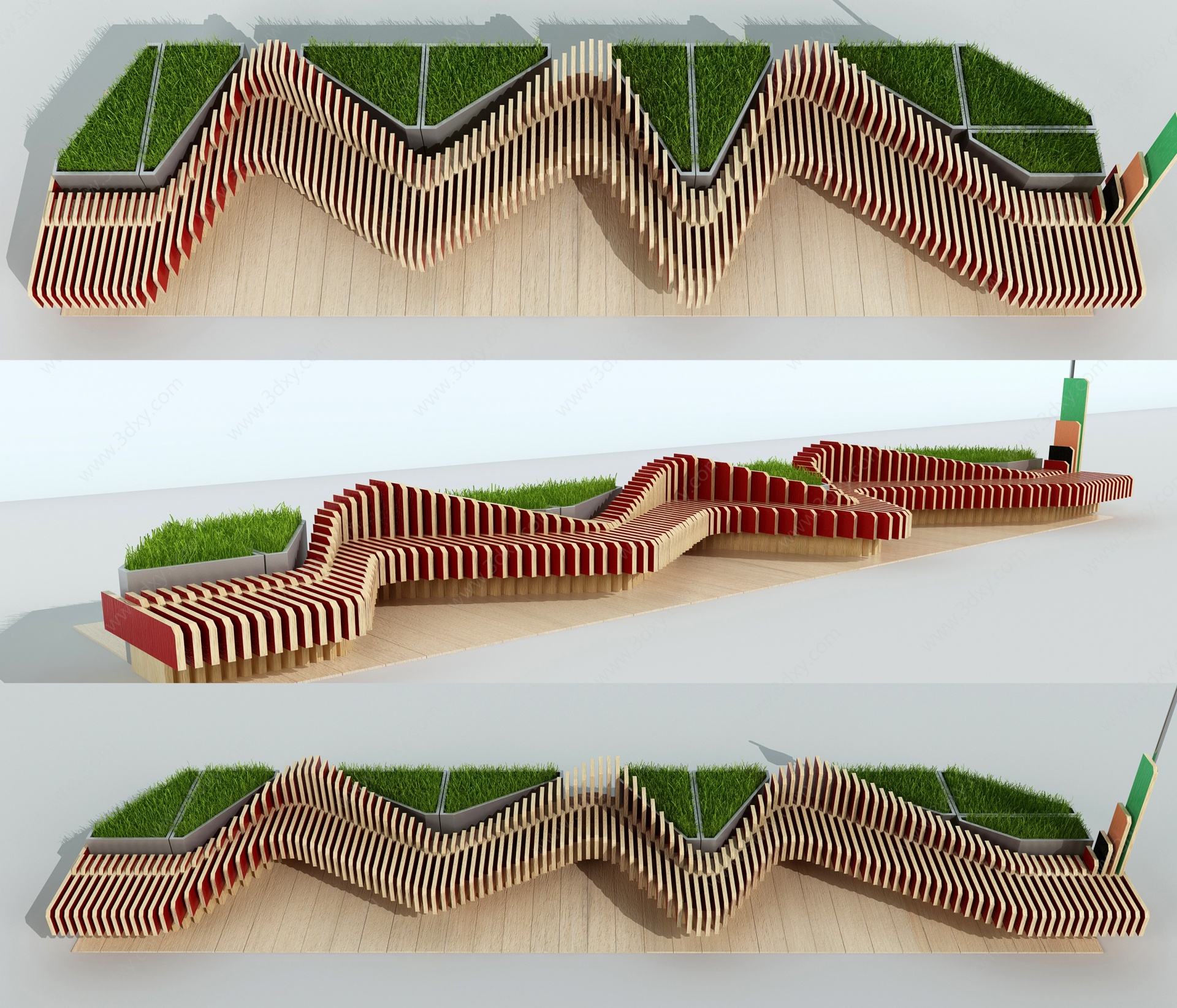 现代公共等候休闲休息座椅3D模型