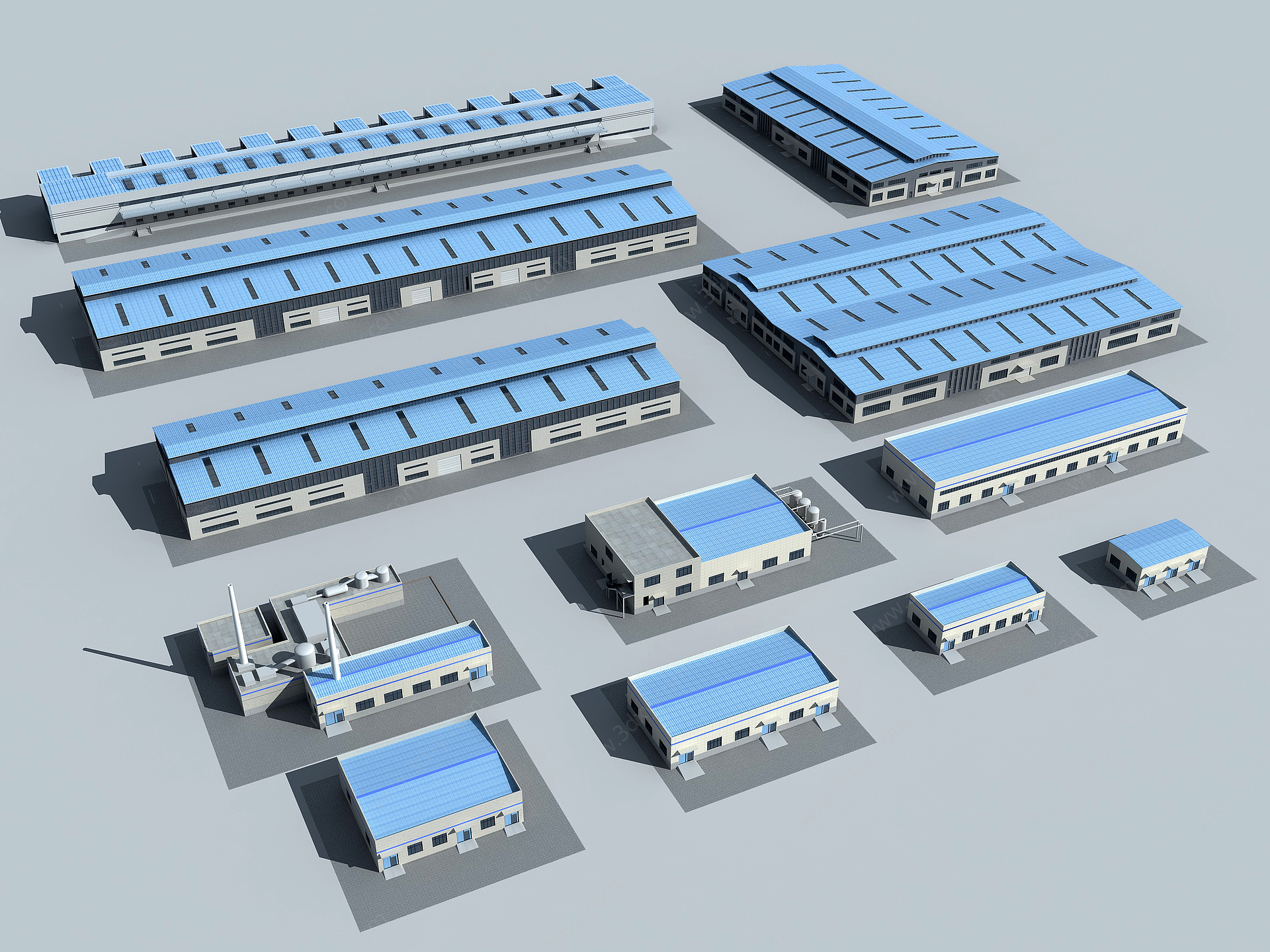 工业设备厂房仓库车间3D模型