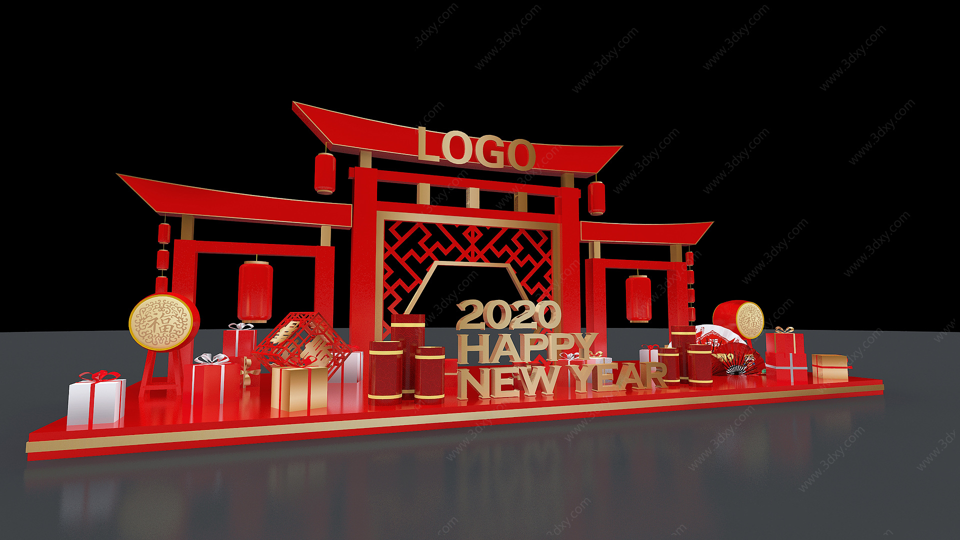 新年喜庆美陈3D模型