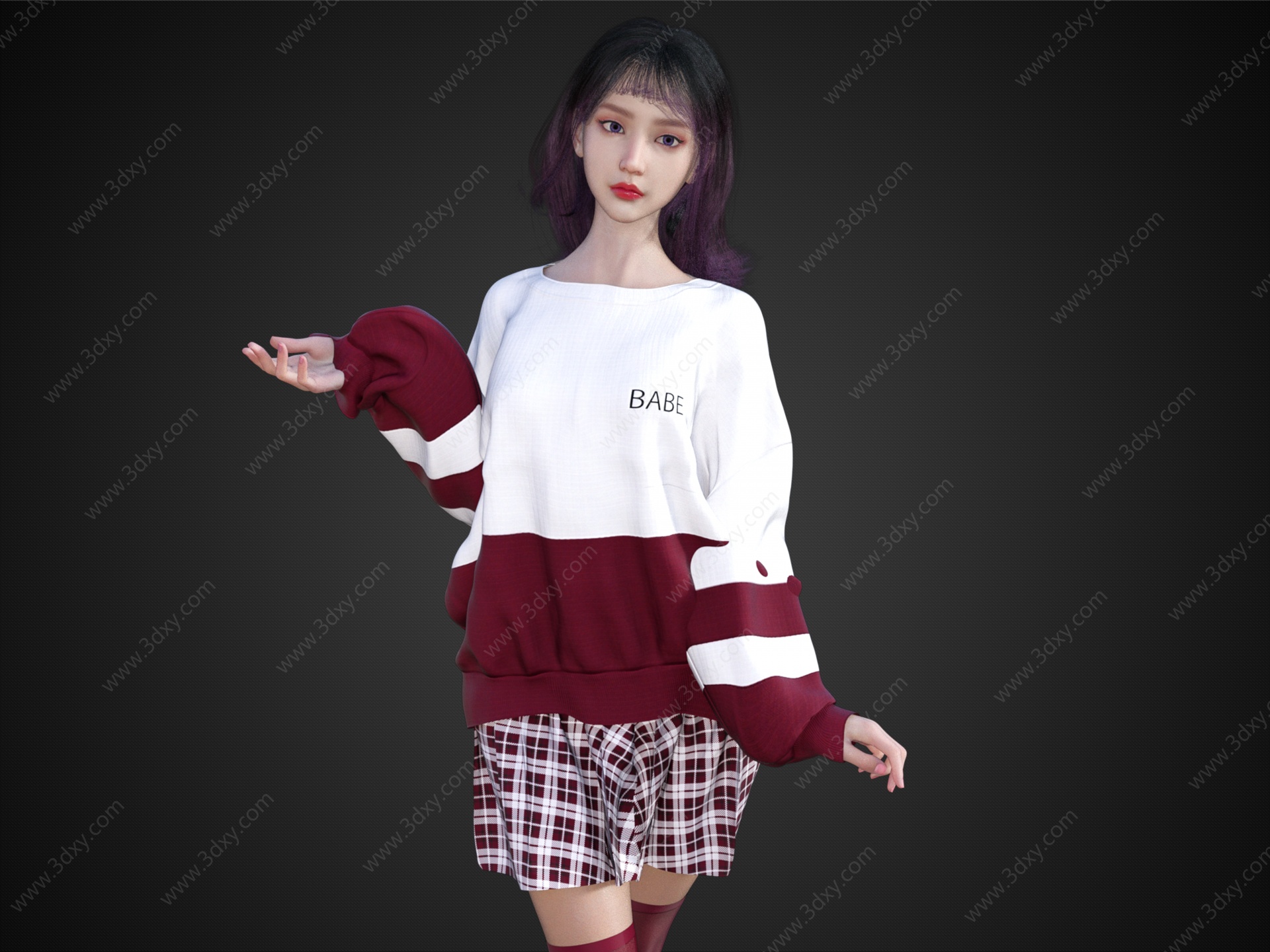 休闲服少女美女模特可爱3D模型