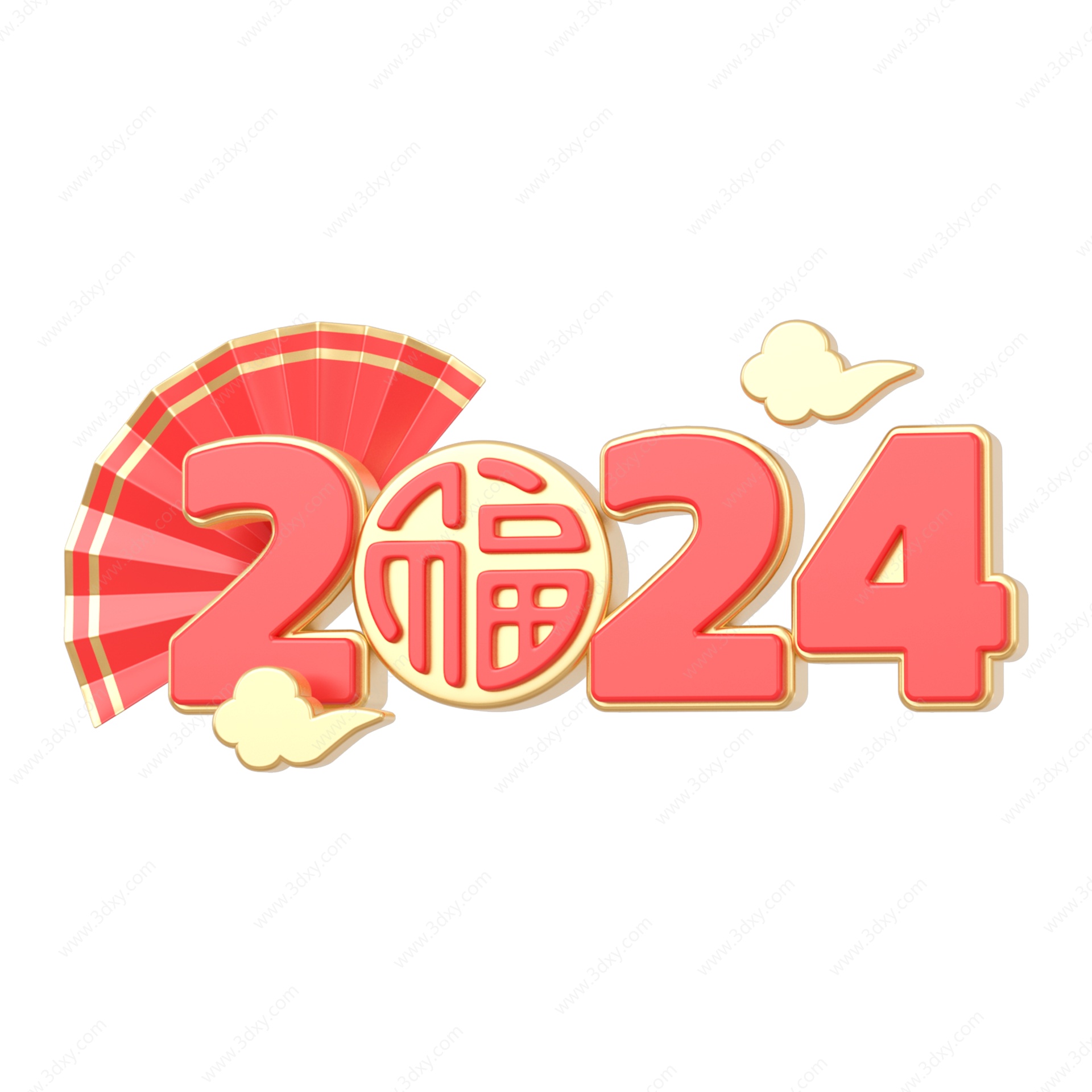 2024创意福字立体艺术字3D模型