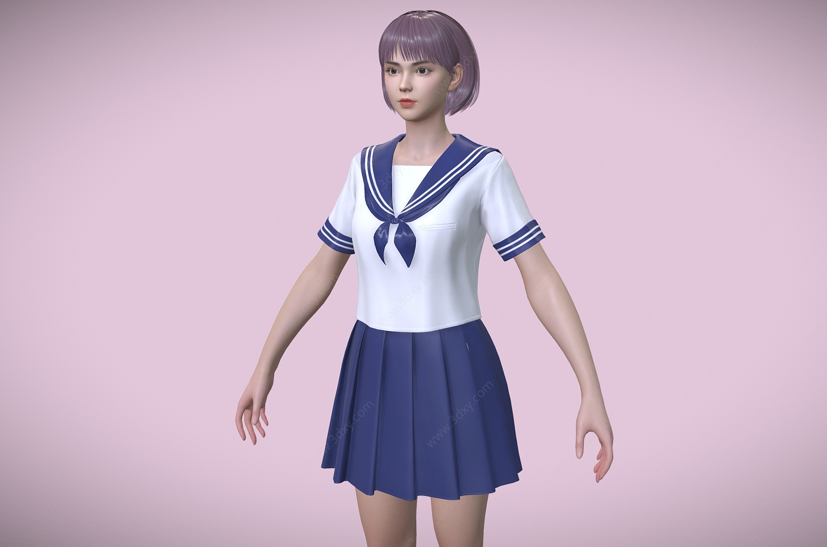 日式美少女站姿女生3D模型