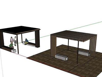 3d廊架凉亭模型