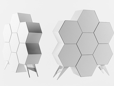 3d现代蜂巢型不规则柜子模型