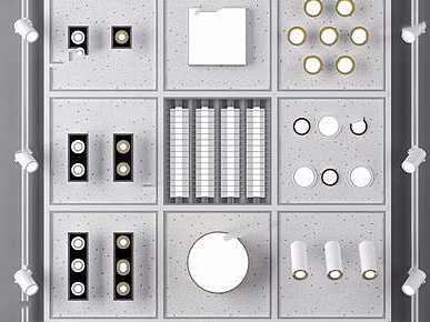 3d现代筒灯轨道射灯模型