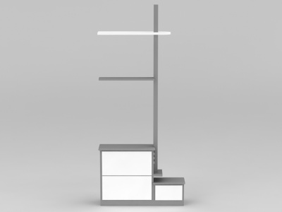 3d简约灰白拼色玄关鞋柜免费模型