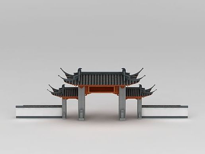 3d古建大门模型