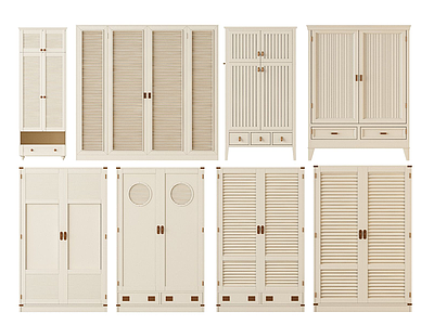 3d美式衣柜组合模型