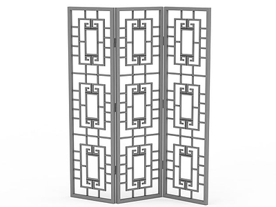 3d木质镂空屏风免费模型
