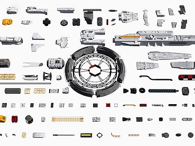 3d后现代科幻宇宙飞船组件二模型