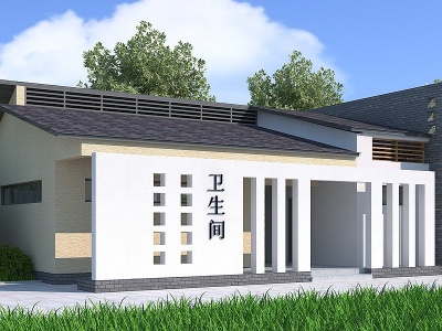 3d新中式公厕建筑模型