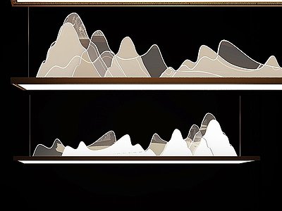 3d新中式山脉山形状吊灯模型