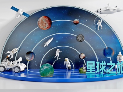 3d现代宇宙主题美陈舞台背景模型