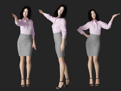 3d办公美女人物模型