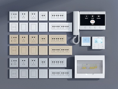 现代开关插座可视电话模型3d模型