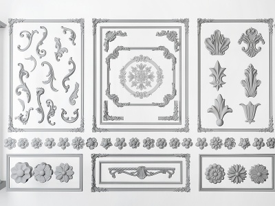 3d欧式角线石膏雕花模型