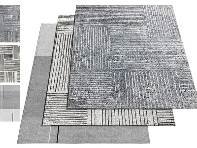 3d现代布艺绒毛地毯模型