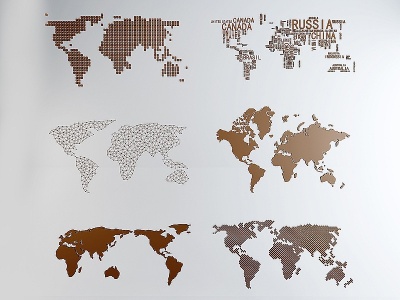 3d现代世界地图墙饰模型