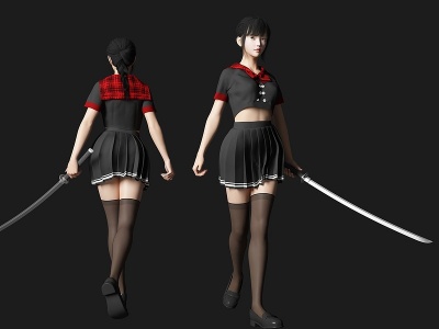 3d现代jk制服学生刺客杀手模型