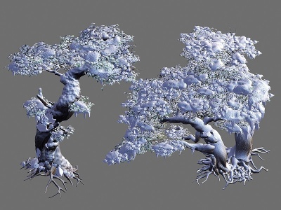 3d雪树枯木植物冬天雪景模型