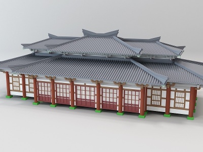 3d中式古建筑偏殿模型