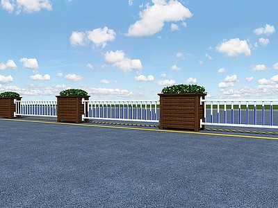 现代花箱道路隔离带栏杆模型3d模型