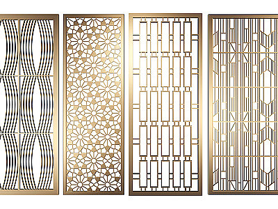 3d金属屏风隔断镂空隔断模型