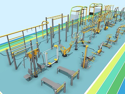 3d户外健身器材模型