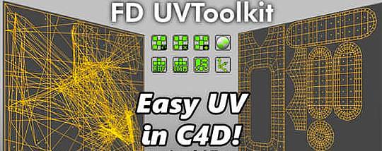 C4D插件-快速自动展UV贴图插件 FD UVToolkit 1.0 For Cinema 4D